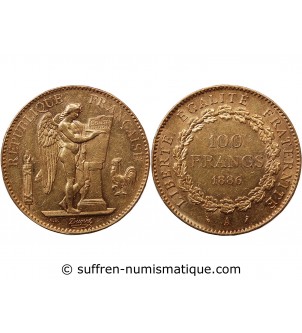 GENIE - 100 FRANCS OR 1886 "Dieu protège la France"﻿