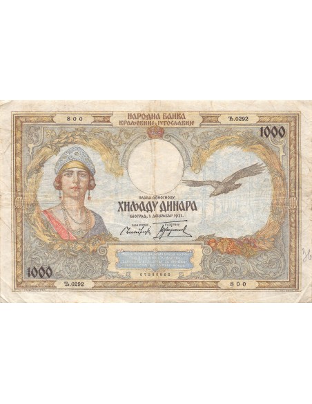 Yougoslavie 1000 dinara 1931