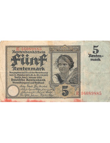 Allemagne 5 rentenmark 1926
