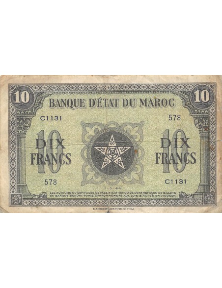 Maroc 10 francs 1944