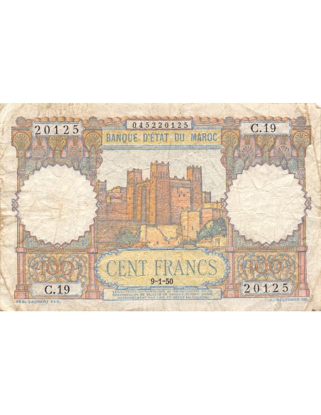 Maroc 100 francs 1950