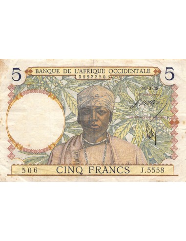 Afrique de l'Ouest 5 francs 1938