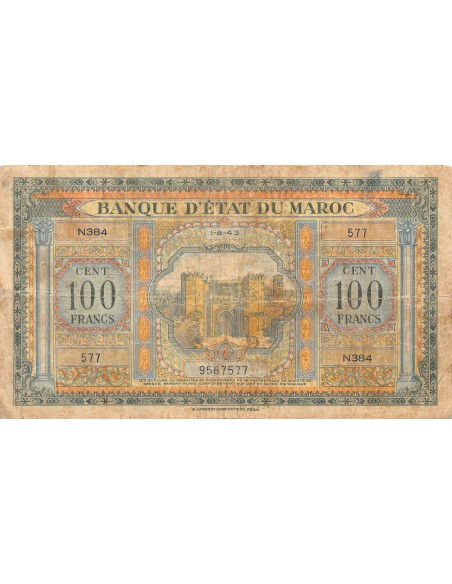 Maroc 100 francs 1943