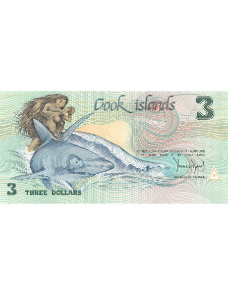 Iles Cook 3 dollars 1987