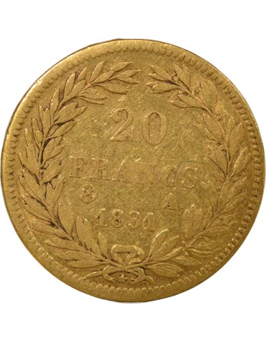 Louis-Philippe Ier tranche en relief 20 francs Or 1831 A - Paris