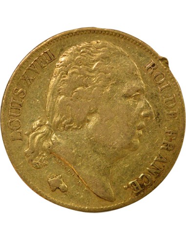 Louis XVIII Tête nue 20 francs Or 1817 W Lille