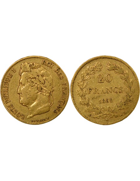 Louis-Philippe Ier Domard 20 francs Or 1839 A - Paris
