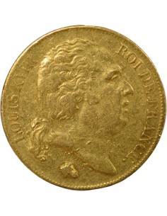 Louis XVIII Tête nue 20 francs Or 1818 W Lille 2