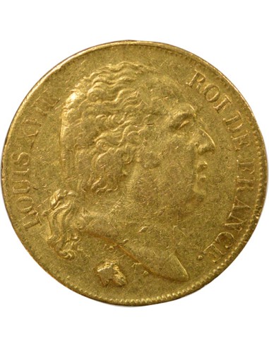 Louis XVIII Tête nue 20 francs Or 1818 W Lille