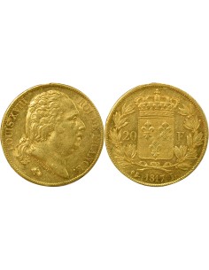Louis XVIII Au Buste Habillé 20 francs Or 1817 L Bayonne