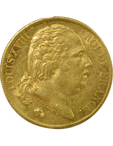 Louis XVIII Au Buste Habillé 20 francs Or 1817 L Bayonne