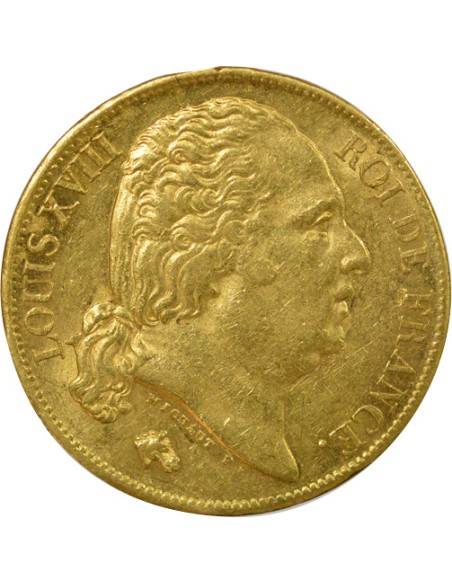 Louis XVIII Au Buste Habillé 20 francs Or 1817 L Bayonne