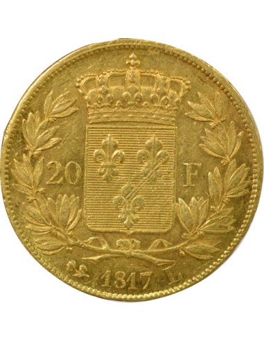 Louis XVIII Au Buste Habillé 20 francs Or 1817 L Bayonne