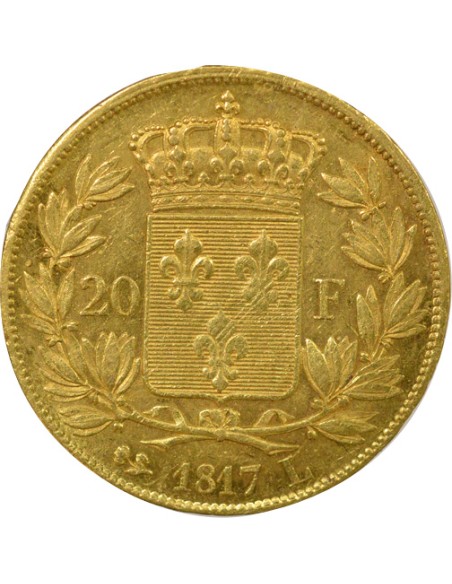 Louis XVIII Au Buste Habillé 20 francs Or 1817 L Bayonne