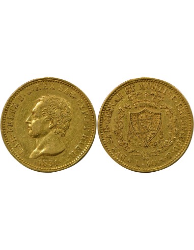 Sardaigne Charles Félix 100 lire Or 1840 CL Gênes
