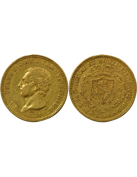 Sardaigne Charles Félix 100 lire Or 1840 CL Gênes