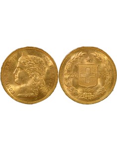Suisse Tête de Helvetia 20 francs Or 1896 Berne