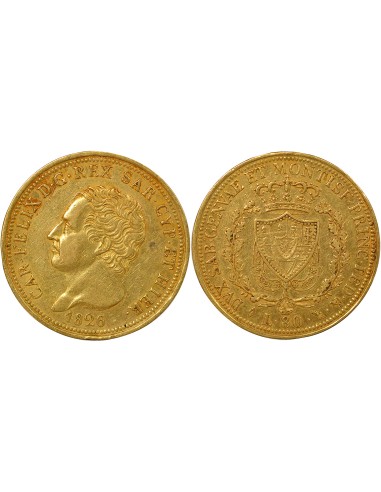 Sardaigne Charles Félix 100 lire Or 1826 T Turin