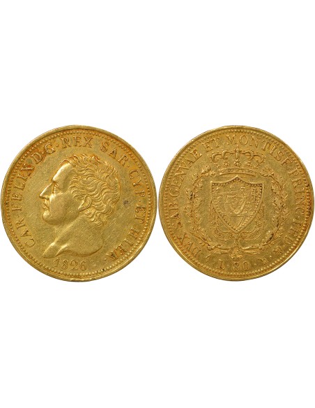 Sardaigne Charles Félix 100 lire Or 1826 T Turin