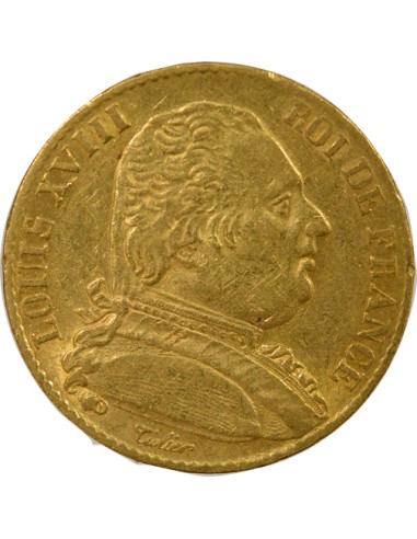 Louis XVIII Au Buste Habillé 20 francs Or 1814 A - Paris