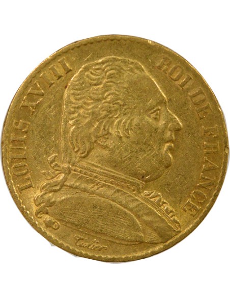 Louis XVIII Au Buste Habillé 20 francs Or 1814 A - Paris