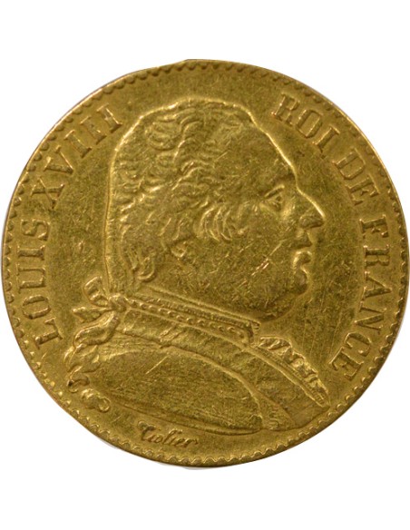 Louis XVIII Au Buste Habillé 20 francs Or 1815 A - Paris