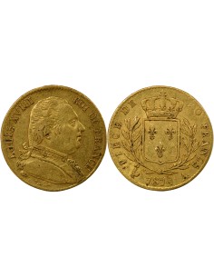 Louis XVIII au Buste habillé 20 francs Or 1814 A - Paris