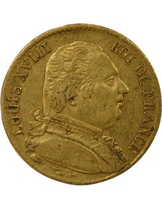 Louis XVIII au Buste habillé 20 francs Or 1814 A - Paris 2
