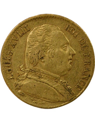 Louis XVIII au Buste habillé 20 francs Or 1814 A - Paris