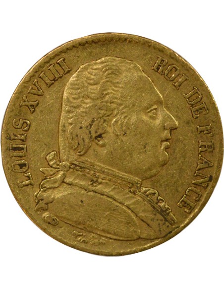 Louis XVIII au Buste habillé 20 francs Or 1814 A - Paris