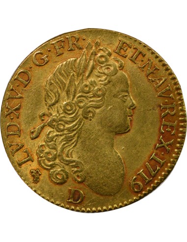 Louis XV à la Croix de St Esprit 1 louis d'or Or 1719 D Lyon