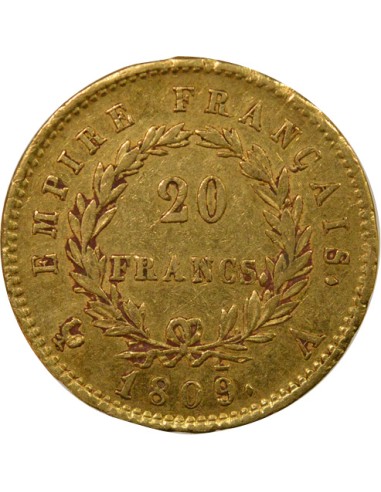 Roi d'Italie Empire 20 francs Or 1809 A - Paris
