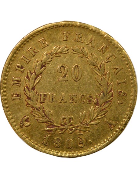 Roi d'Italie Empire 20 francs Or 1809 A - Paris