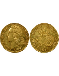 Louis XV au Bandeau 2 louis d'or Or 1767 T Nantes
