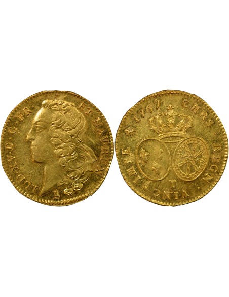 Louis XV au Bandeau 2 louis d'or Or 1767 T Nantes