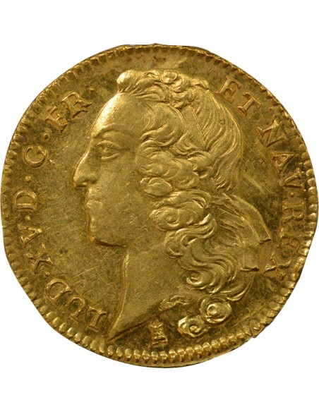 Louis XV au Bandeau 2 louis d'or Or 1767 T Nantes