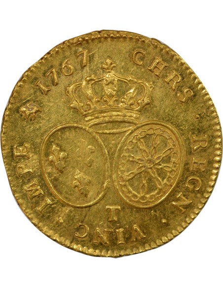 Louis XV au Bandeau 2 louis d'or Or 1767 T Nantes