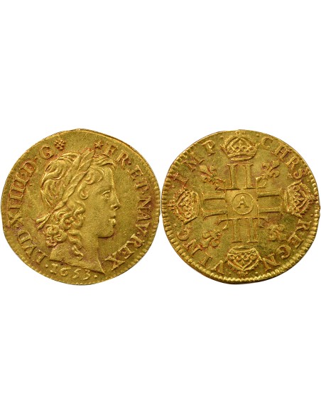 Louis XIV A la Mèche Longue 1 louis d'or Or 1653 A - Paris