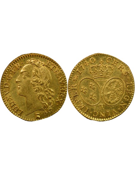 Louis XV Au Buste Habillé 1 louis d'or Or 1740 T Nantes