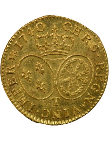 Louis XV Au Buste Habillé 1 louis d'or Or 1740 T Nantes