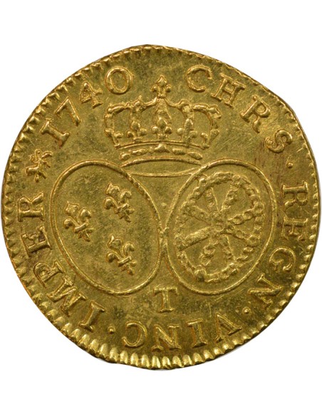 Louis XV Au Buste Habillé 1 louis d'or Or 1740 T Nantes