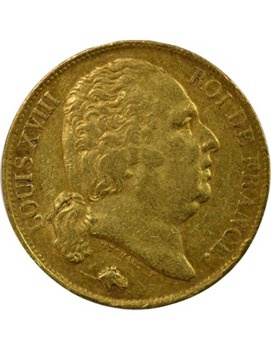 Louis XVIII Tête nue 20 francs Or 1820 Q Perpignan