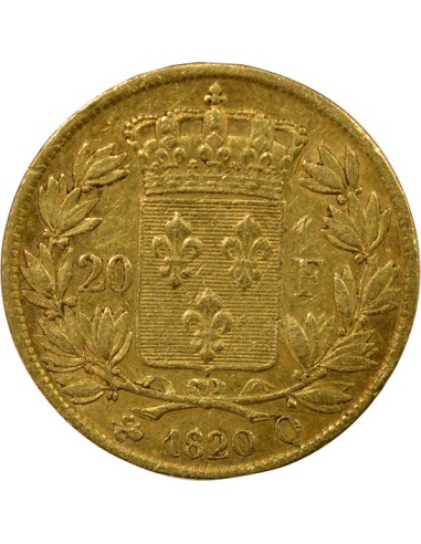 Louis XVIII Tête nue 20 francs Or 1820 Q Perpignan