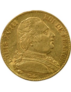 Louis XVIII au Buste Habillé 20 francs Or 1815 A - Paris 2