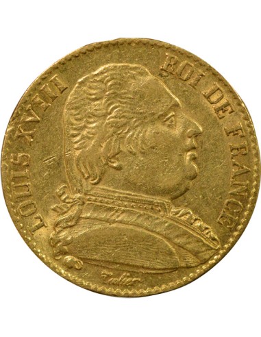 Louis XVIII au Buste Habillé 20 francs Or 1815 A - Paris