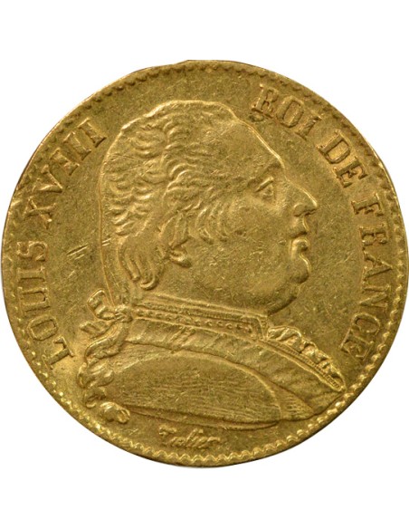 Louis XVIII au Buste Habillé 20 francs Or 1815 A - Paris