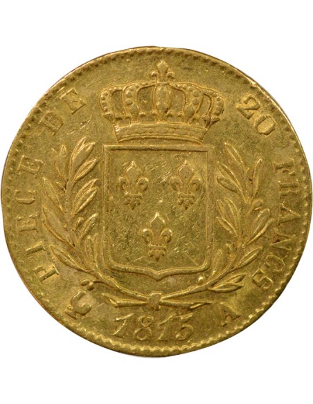 Louis XVIII au Buste Habillé 20 francs Or 1815 A - Paris