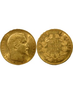 Napoléon III Tête nue 20 francs Or 1854 A - Paris