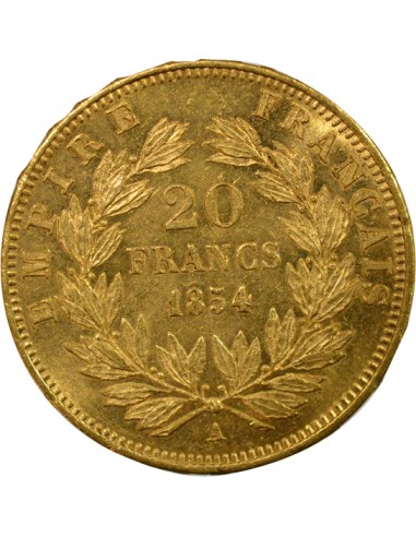 Napoléon III Tête nue 20 francs Or 1854 A - Paris