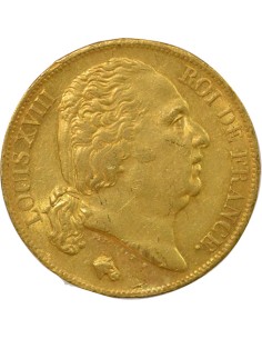 Louis XVIII Tête nue 20 francs Or 1819 W Lille 2